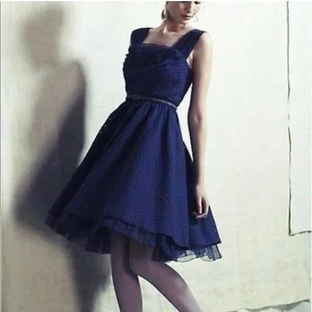 Girls from Savoy Anthropologie eyelet 50s pinup dress XS rockabilly 2 swing full